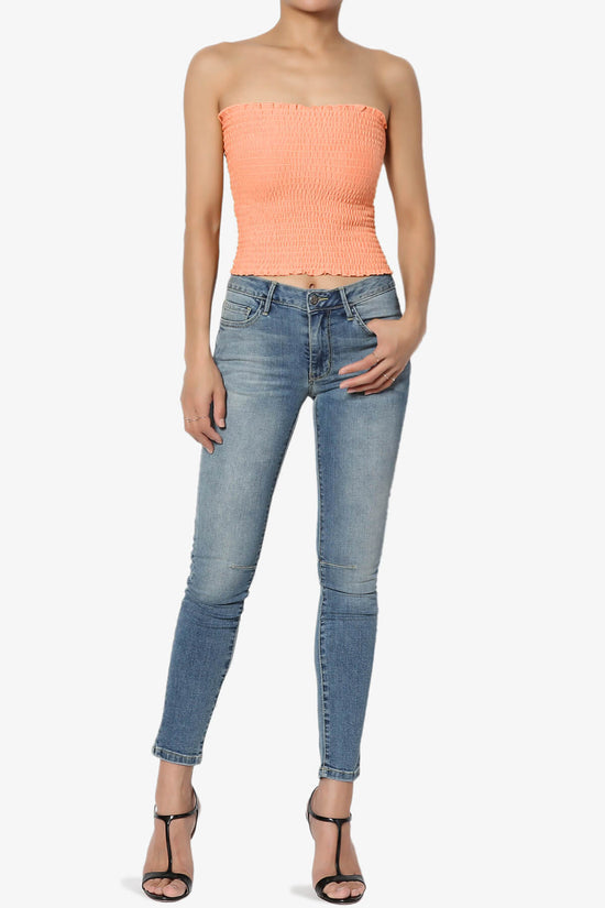 Faleece Smocked Crop Tube Top