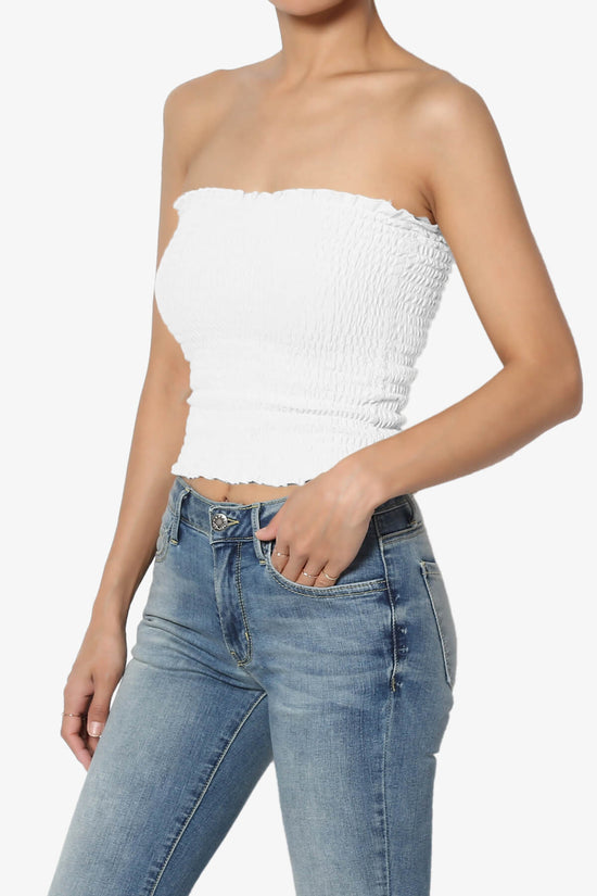Faleece Smocked Crop Tube Top