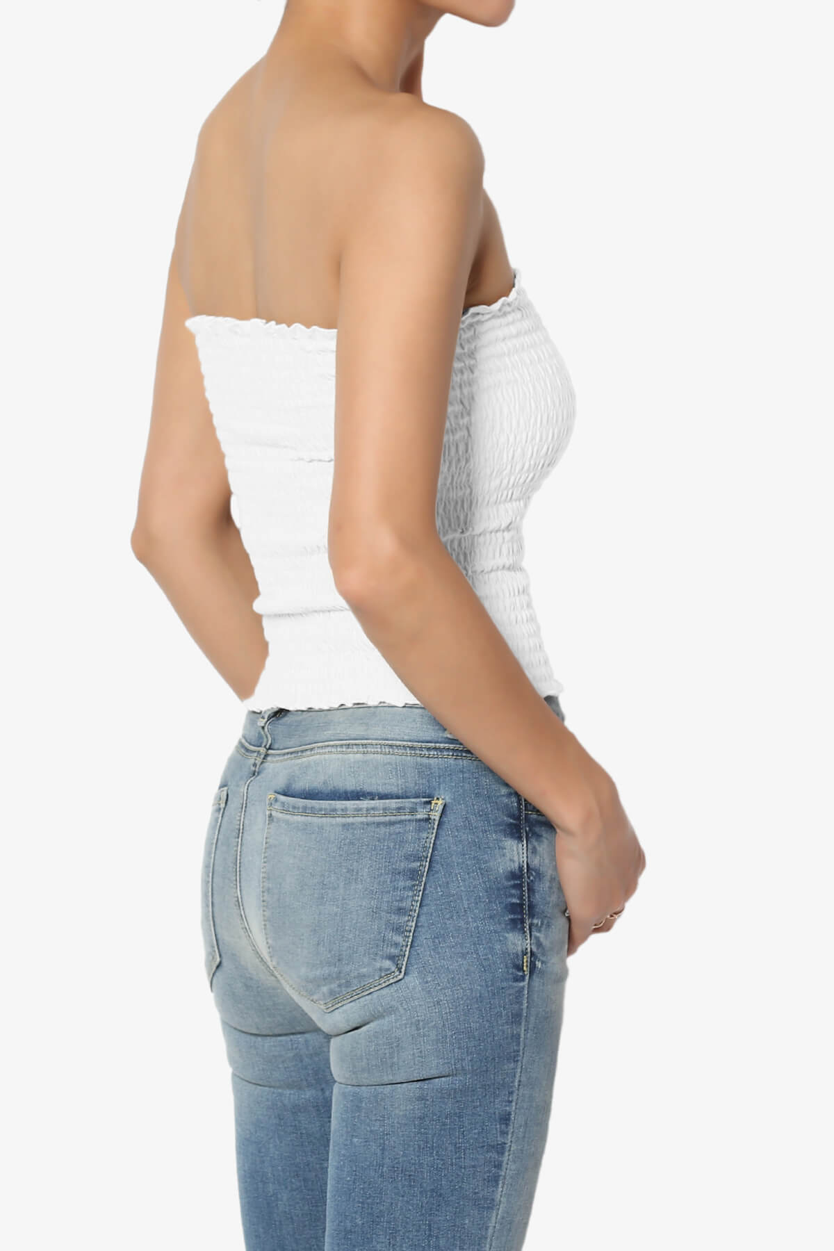 Faleece Smocked Crop Tube Top