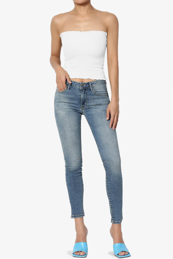 Faleece Smocked Crop Tube Top