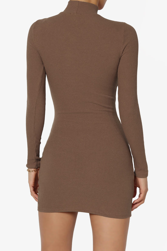 Fiorra Cutout Mock Neck Bodycon Ribbed Mini Dress