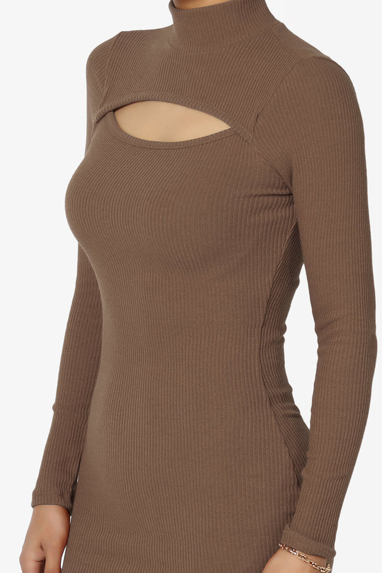Fiorra Cutout Mock Neck Bodycon Ribbed Mini Dress
