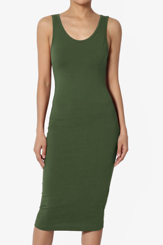 Fontella Sleeveless Bodycon Midi Dress ARMY GREEN_1