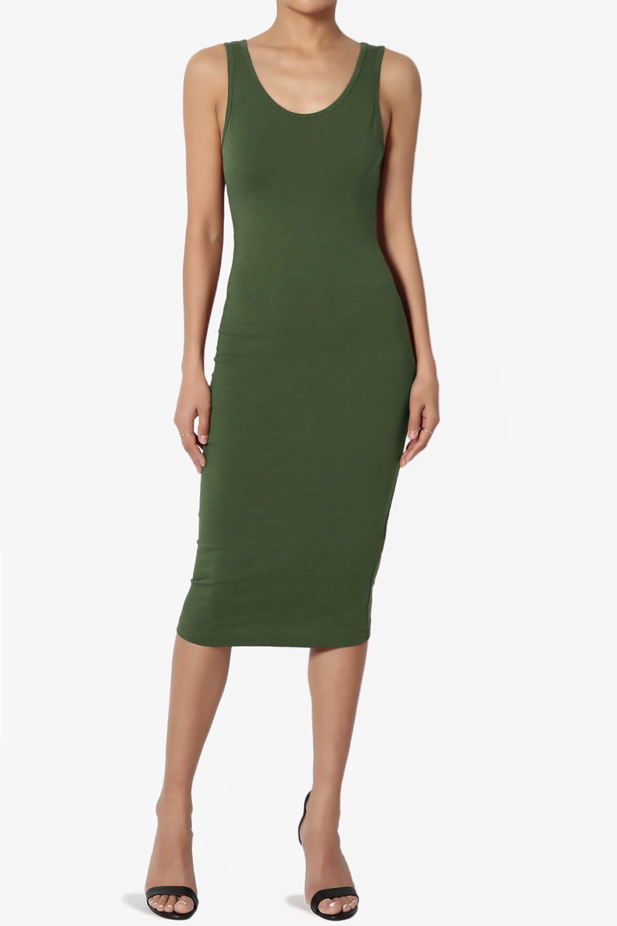 Fontella Sleeveless Bodycon Midi Dress ARMY GREEN_6
