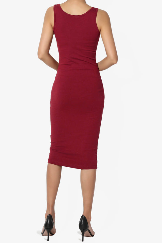 Fontella Sleeveless Bodycon Midi Dress BURGUNDY_2