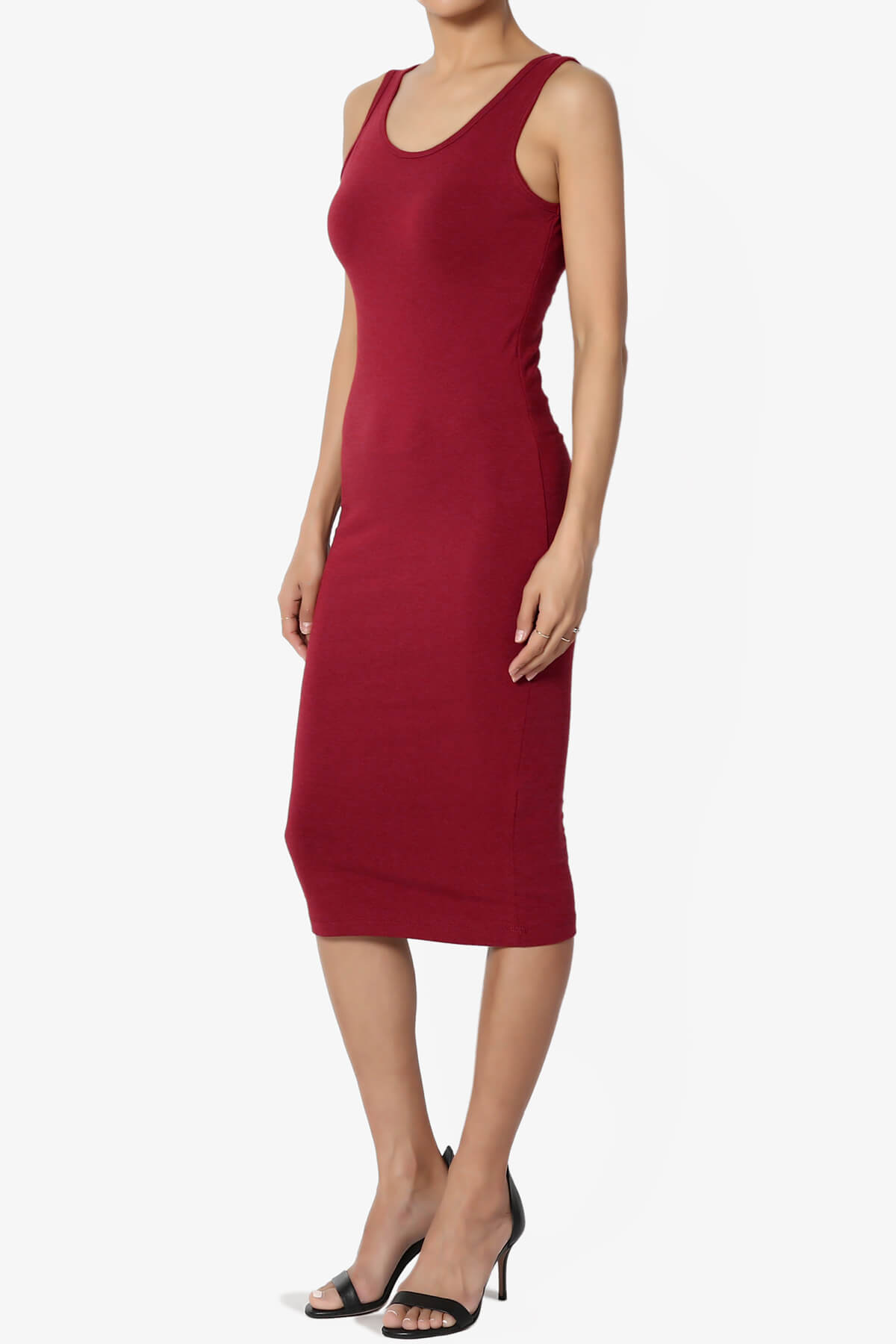 Fontella Sleeveless Bodycon Midi Dress BURGUNDY_3