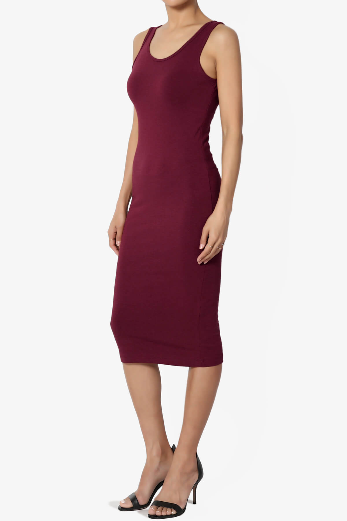 Fontella Sleeveless Bodycon Midi Dress DARK BURGUNDY_3