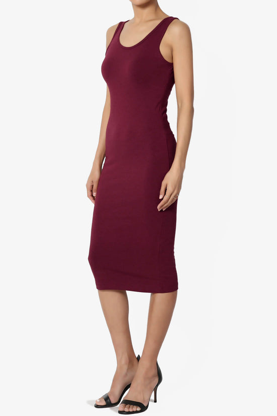 Fontella Sleeveless Bodycon Midi Dress DARK BURGUNDY_3