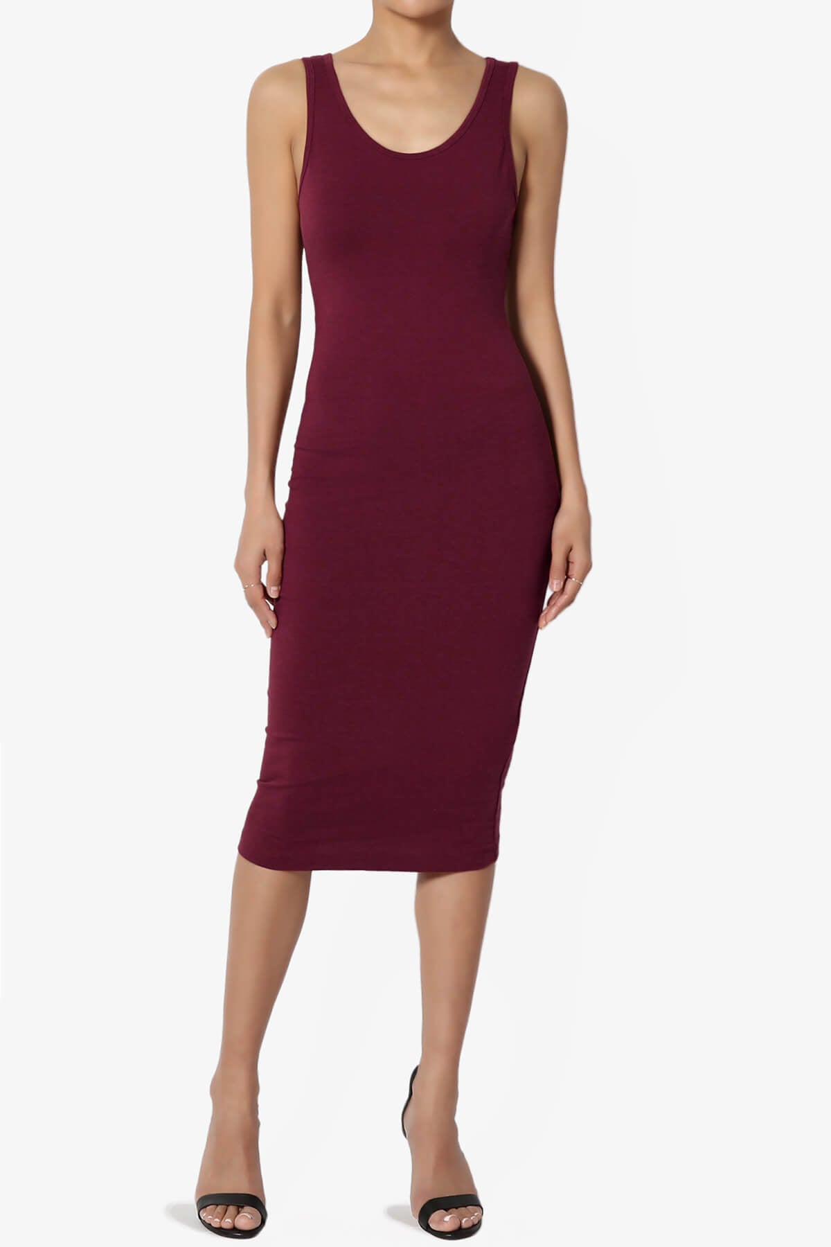 Fontella Sleeveless Bodycon Midi Dress DARK BURGUNDY_6