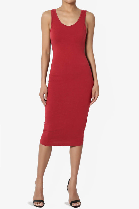 Fontella Sleeveless Bodycon Midi Dress DARK RED_6