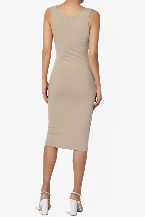 Fontella Sleeveless Bodycon Midi Dress LIGHT MOCHA_2