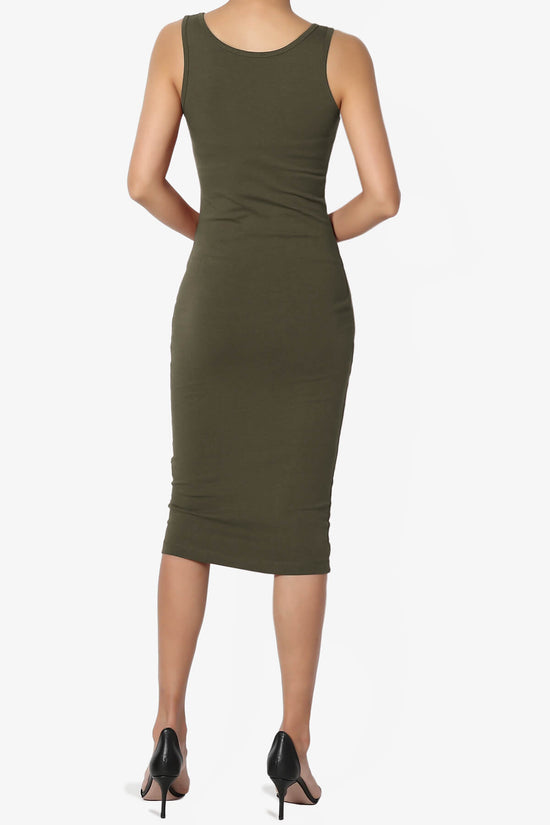 Fontella Sleeveless Bodycon Midi Dress OLIVE_2