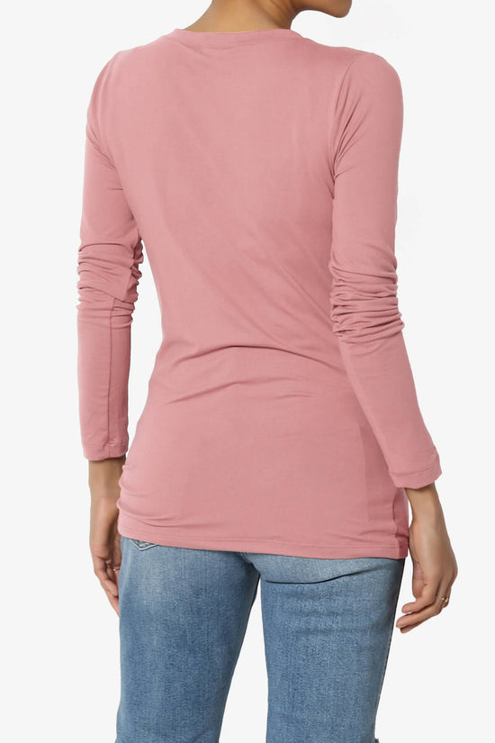 Gaia Microfiber V-Neck Long Sleeve T-Shirt DUSTY ROSE_2