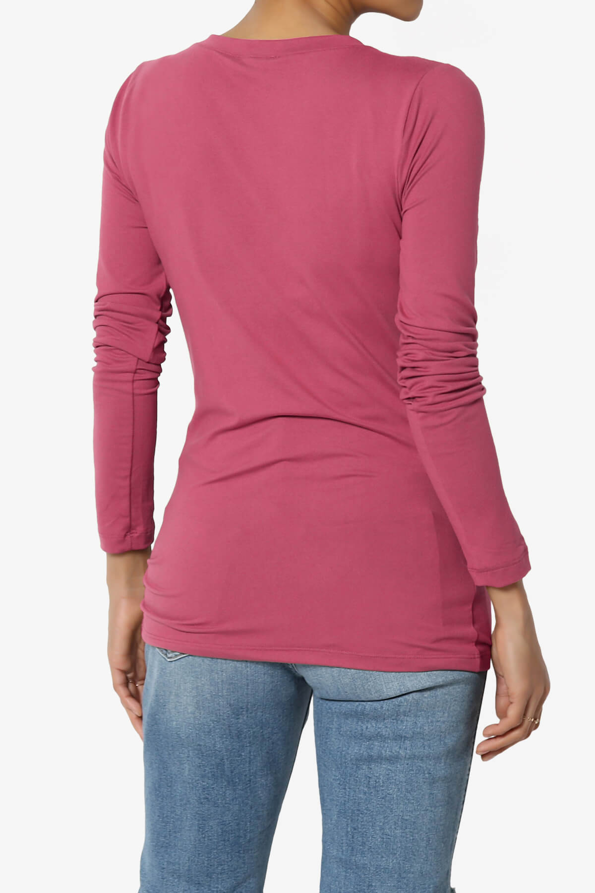 Gaia Microfiber V-Neck Long Sleeve T-Shirt ROSE_2