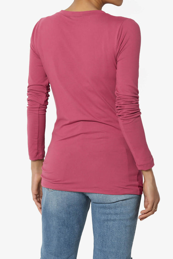 Gaia Microfiber V-Neck Long Sleeve T-Shirt ROSE_2