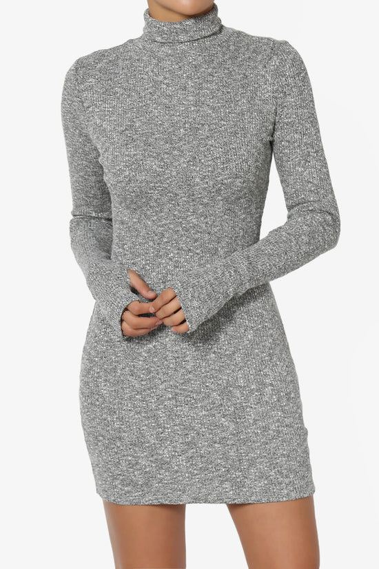 Garson Mock Neck Hacci Knit Mini Dress HEATHER GREY_1