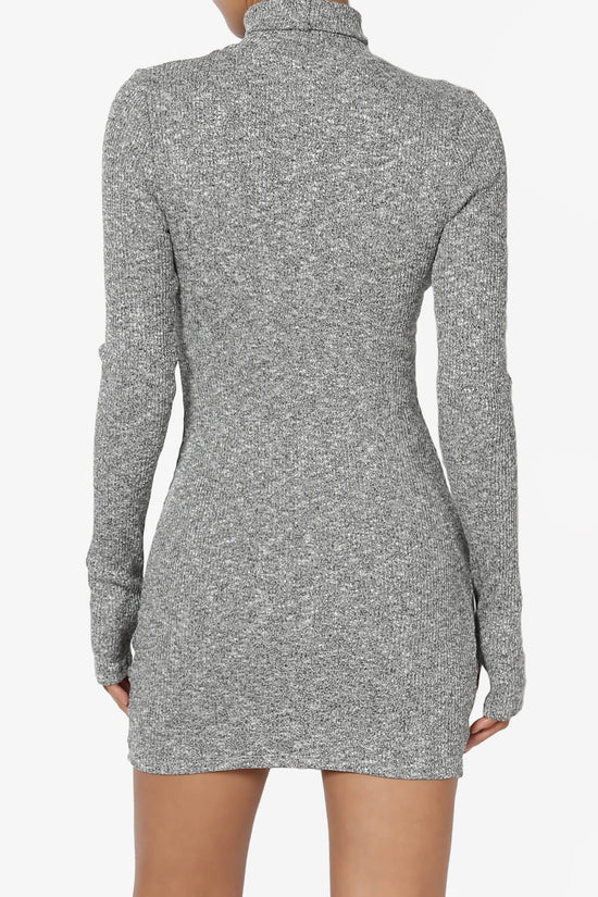 Garson Mock Neck Hacci Knit Mini Dress HEATHER GREY_2