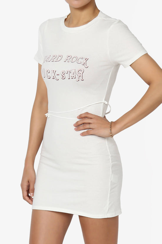 Hard Rock Wing Guitar Printed Mini T-Shirt Dress IVORY_3