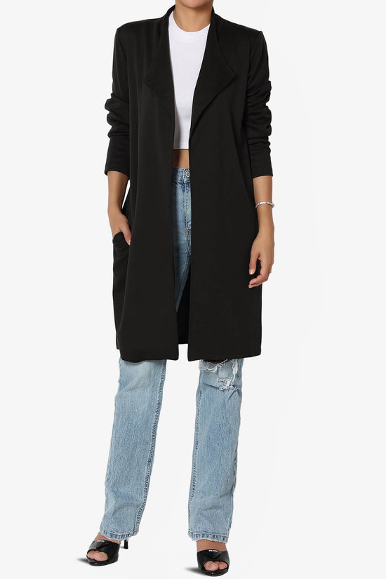 Hawke Open Front Knit Long Jacket BLACK_6
