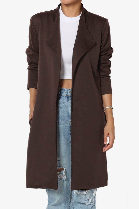 Hawke Open Front Knit Long Jacket BROWN_1