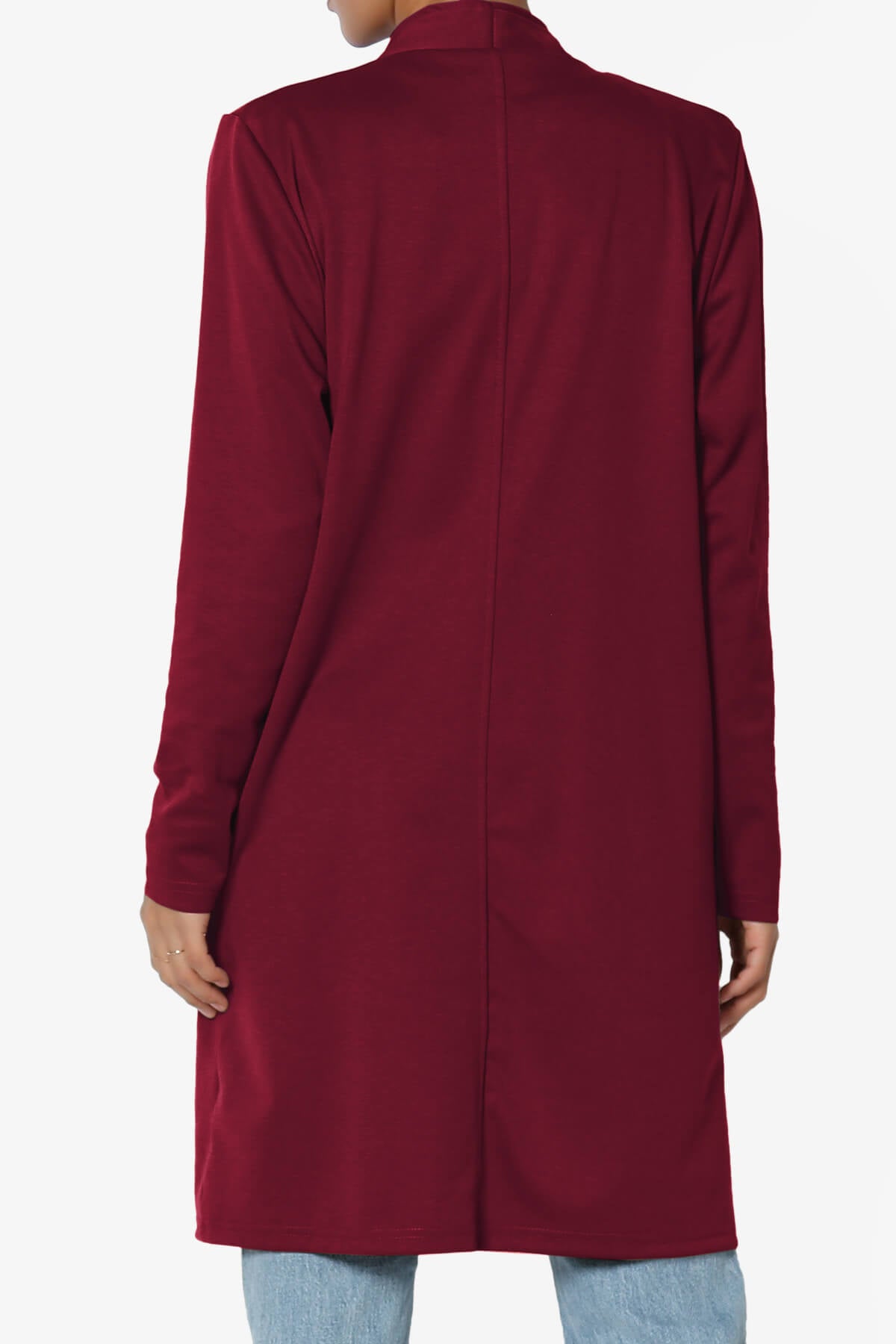 Hawke Open Front Knit Long Jacket DARK RED_2