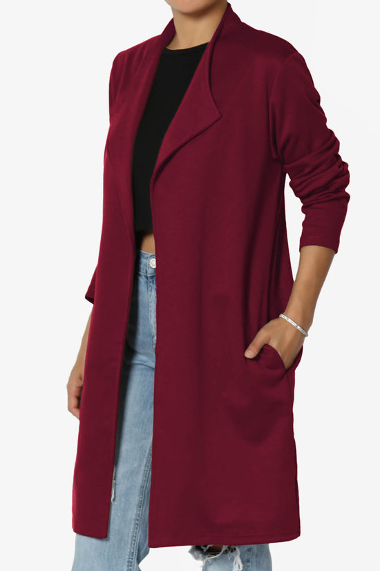 Hawke Open Front Knit Long Jacket DARK RED_3