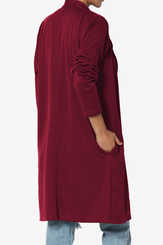 Hawke Open Front Knit Long Jacket DARK RED_4