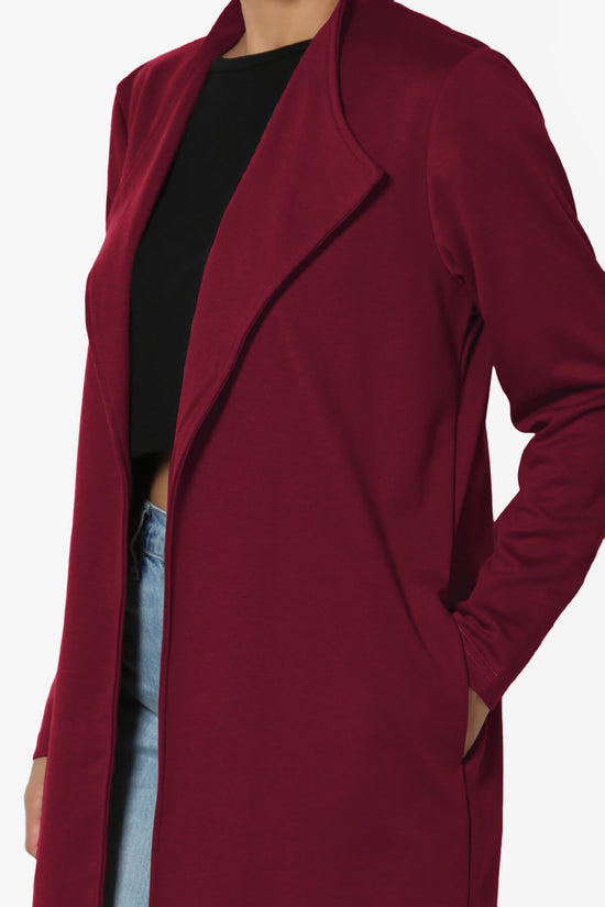 Hawke Open Front Knit Long Jacket DARK RED_5