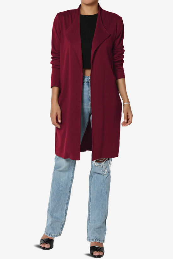Hawke Open Front Knit Long Jacket DARK RED_6