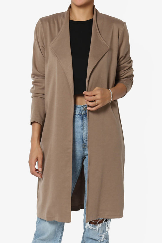 Hawke Open Front Knit Long Jacket KHAKI_1