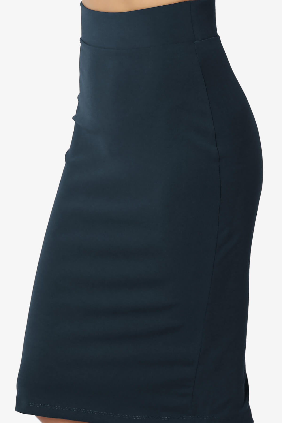 Hayle Soft Knit High Rise Midi Pencil Skirt DARK NAVY_5