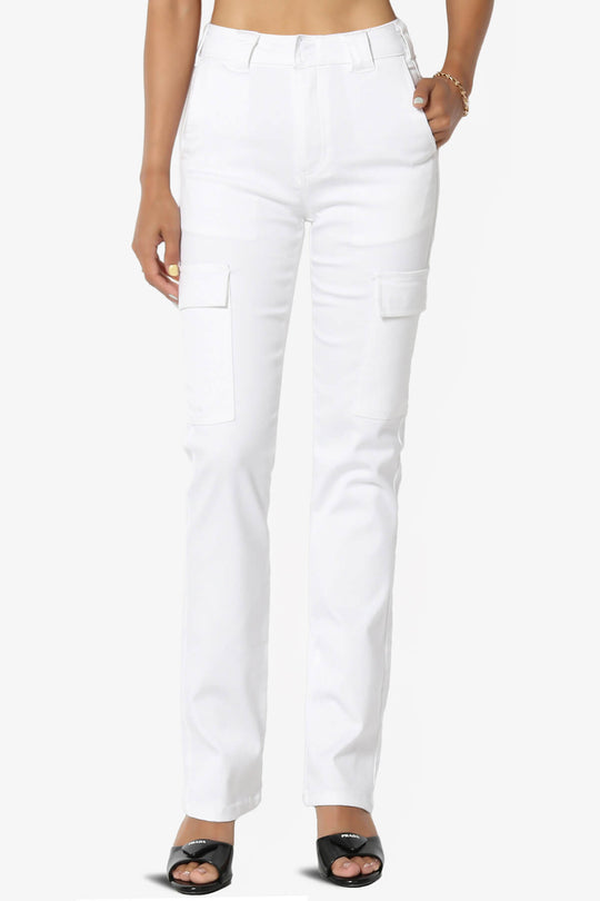 Imaan Stretch Canvas Cargo Pants White