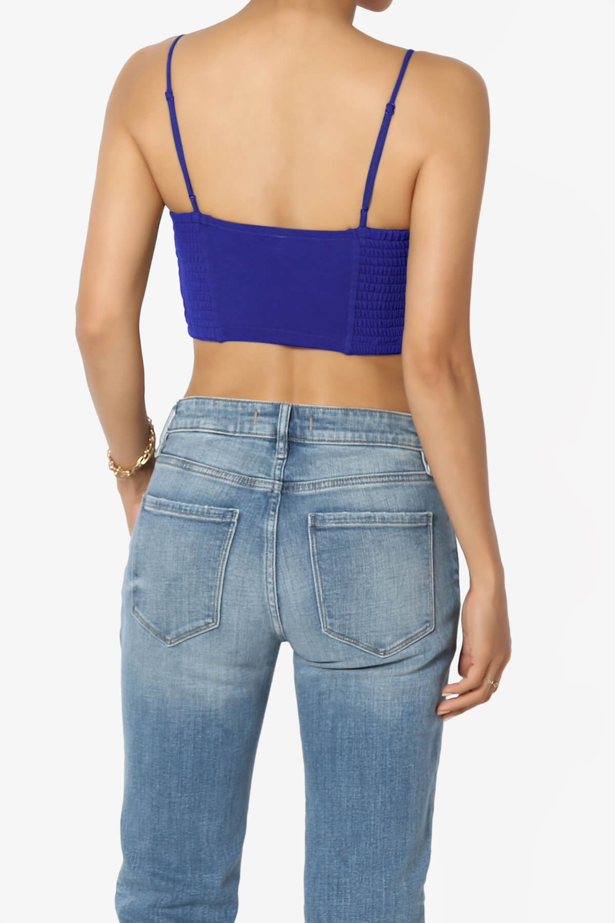 Jennie Smocked Triangle Bralette BRIGHT BLUE_2