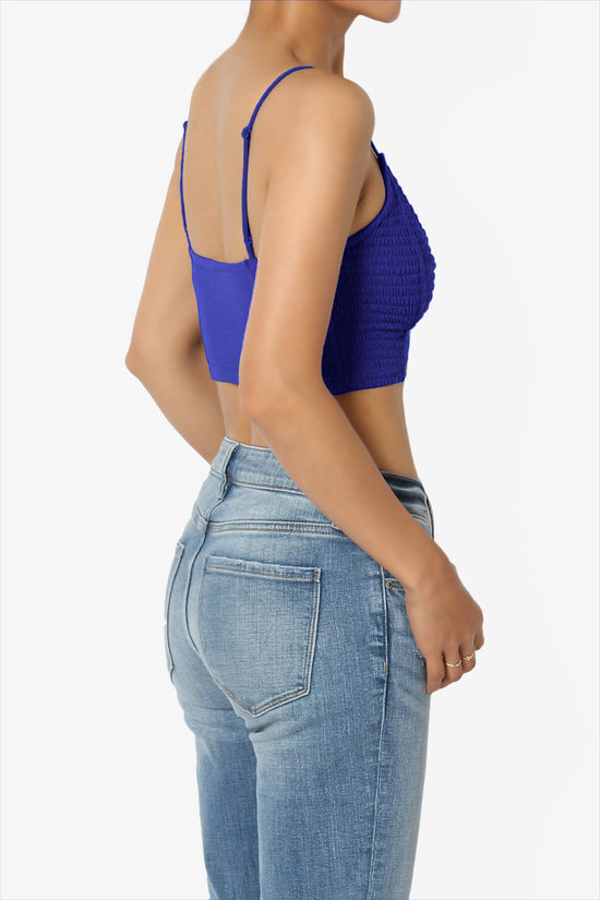 Jennie Smocked Triangle Bralette BRIGHT BLUE_4
