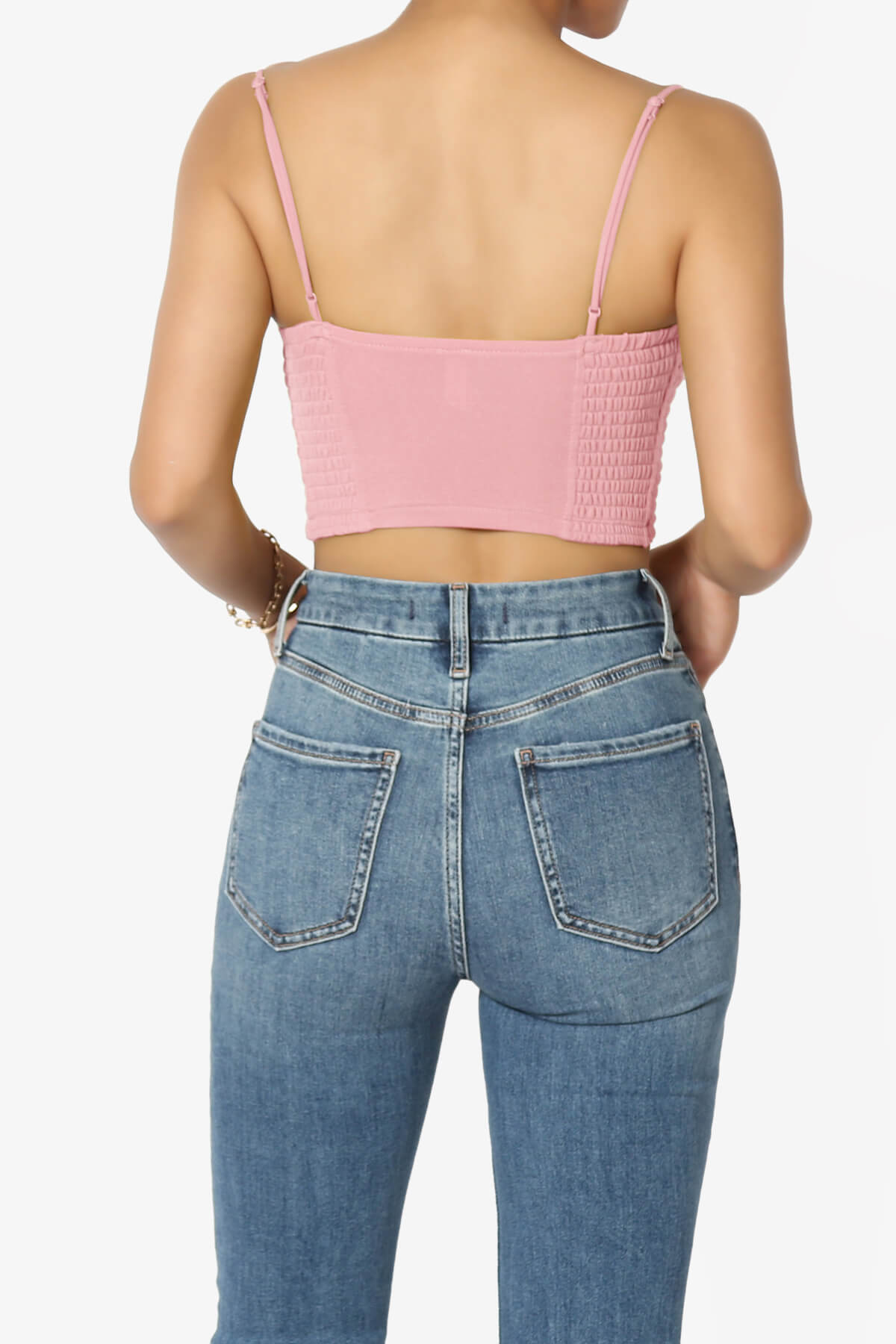 Jennie Smocked Triangle Bralette DARK PINK_2