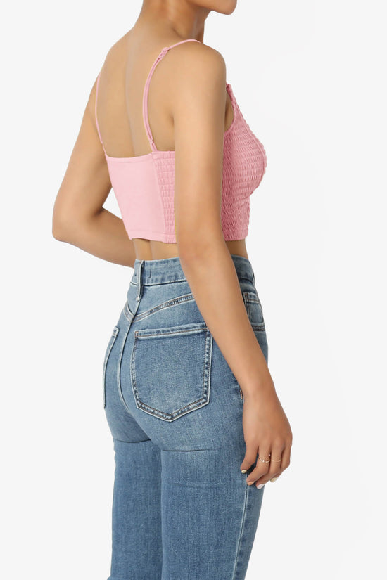 Jennie Smocked Triangle Bralette DARK PINK_4