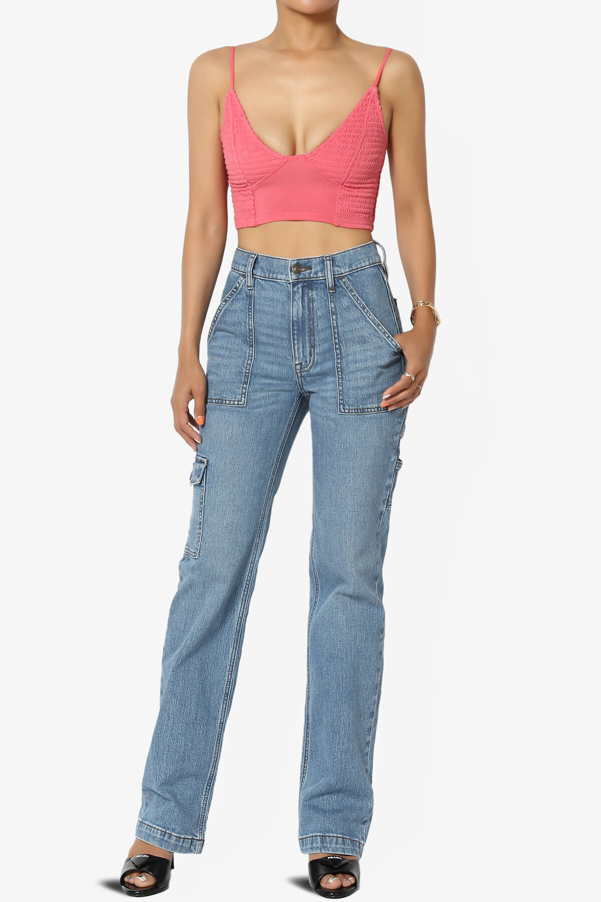 Jennie Smocked Triangle Bralette DESERT ROSE_6