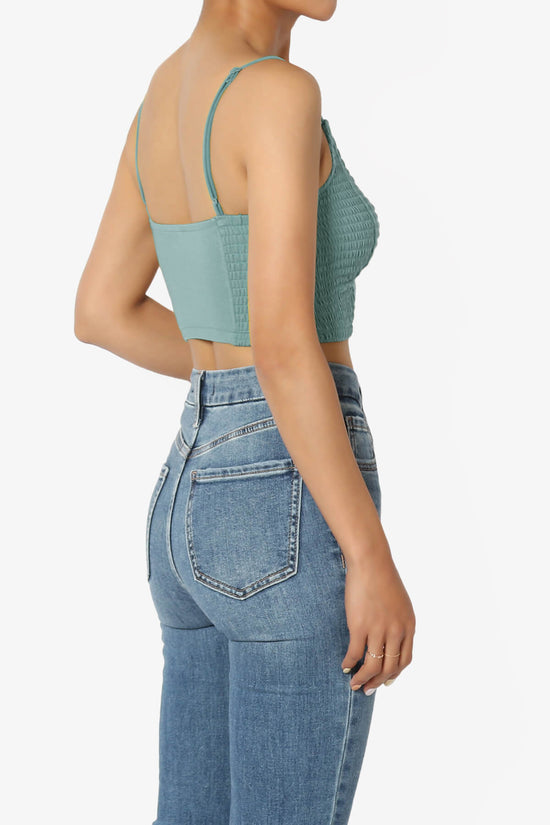 Jennie Smocked Triangle Bralette DUSTY BLUE_4