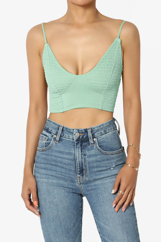 Jennie Smocked Triangle Bralette DUSTY GREEN_1