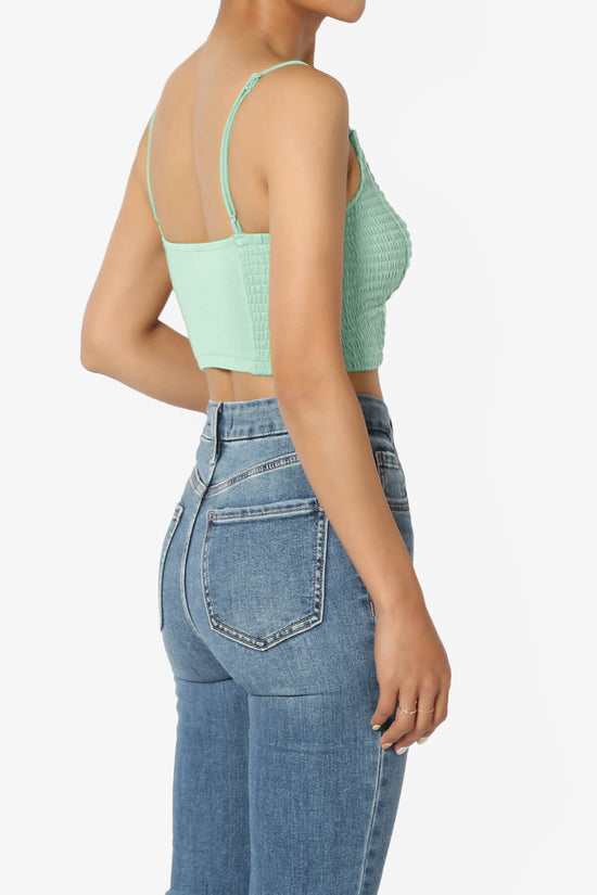 Jennie Smocked Triangle Bralette DUSTY GREEN_4