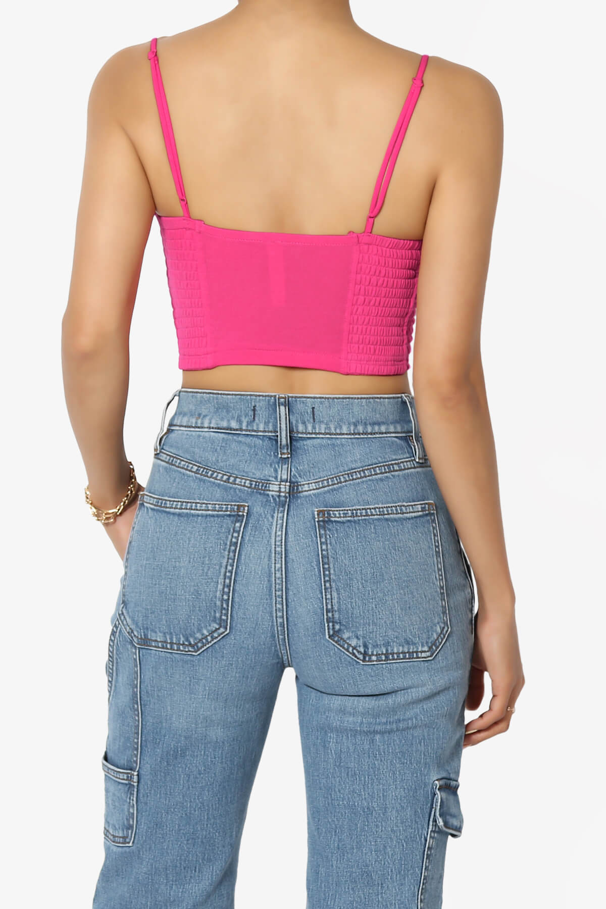 Jennie Smocked Triangle Bralette FUCHSIA_2