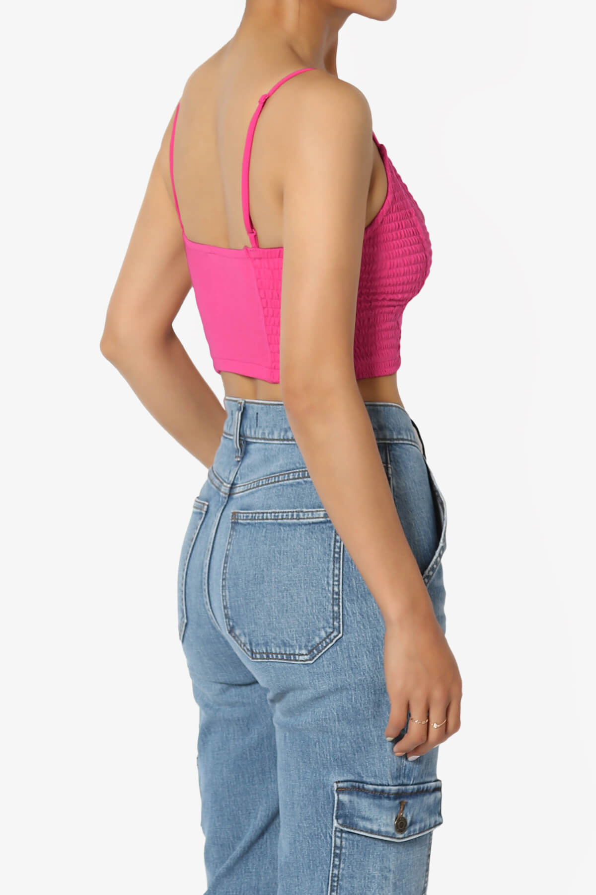 Jennie Smocked Triangle Bralette FUCHSIA_4