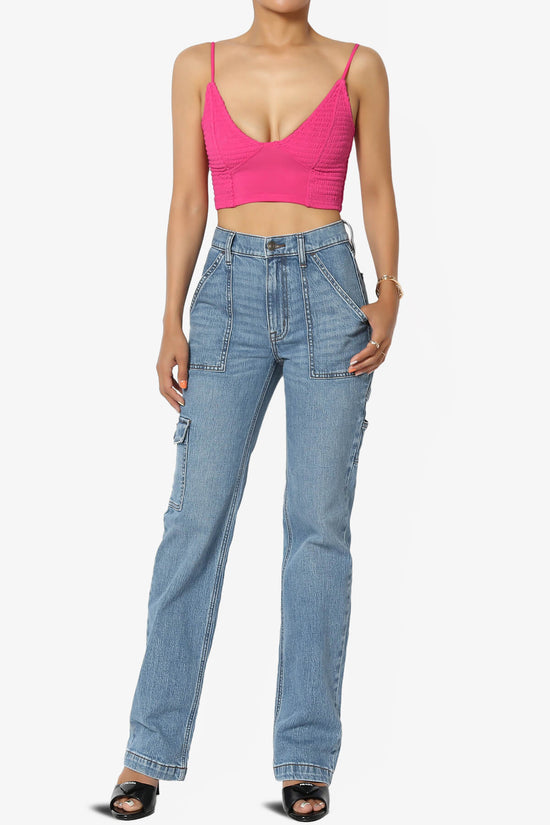 Jennie Smocked Triangle Bralette FUCHSIA_6