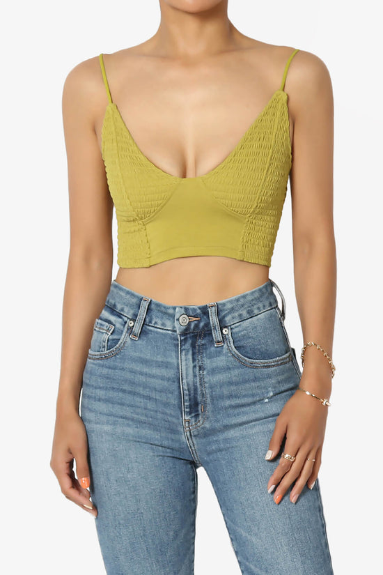 Jennie Smocked Triangle Bralette GOLDEN WASABI_1
