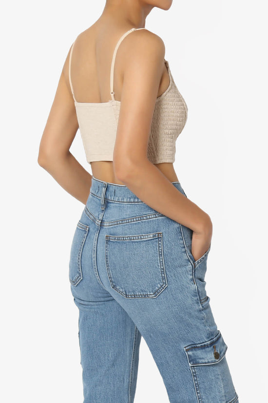 Jennie Smocked Triangle Bralette HEATHER BEIGE_4