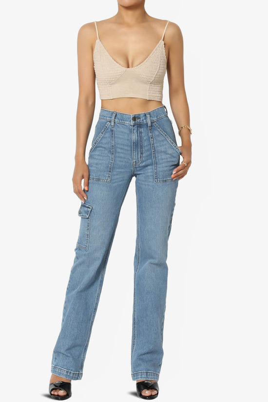 Jennie Smocked Triangle Bralette HEATHER BEIGE_6