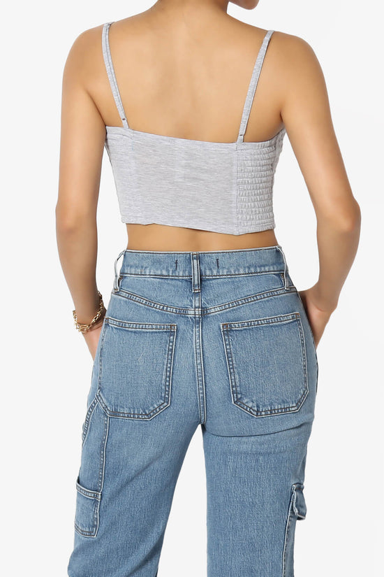 Jennie Smocked Triangle Bralette HEATHER GREY_2