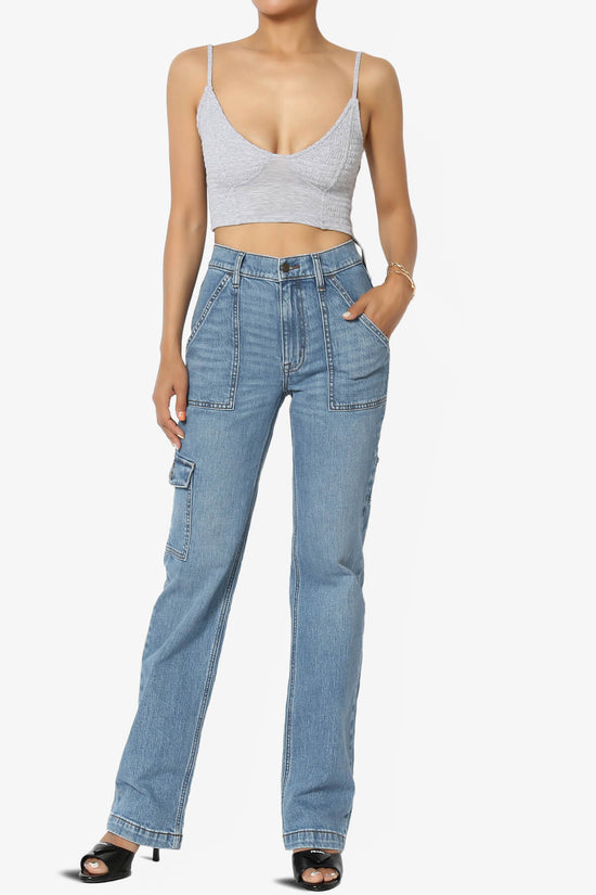 Jennie Smocked Triangle Bralette HEATHER GREY_6