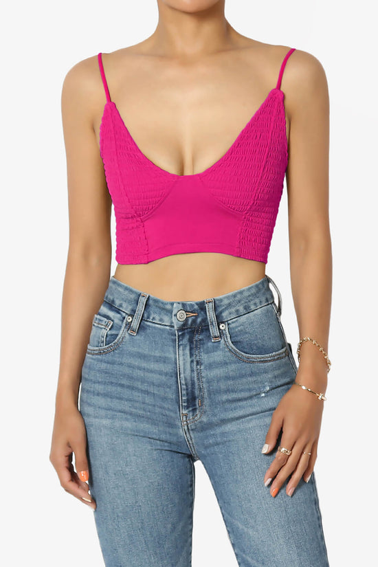 Jennie Smocked Triangle Bralette HOT PINK_1