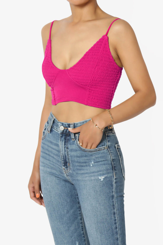Jennie Smocked Triangle Bralette HOT PINK_3